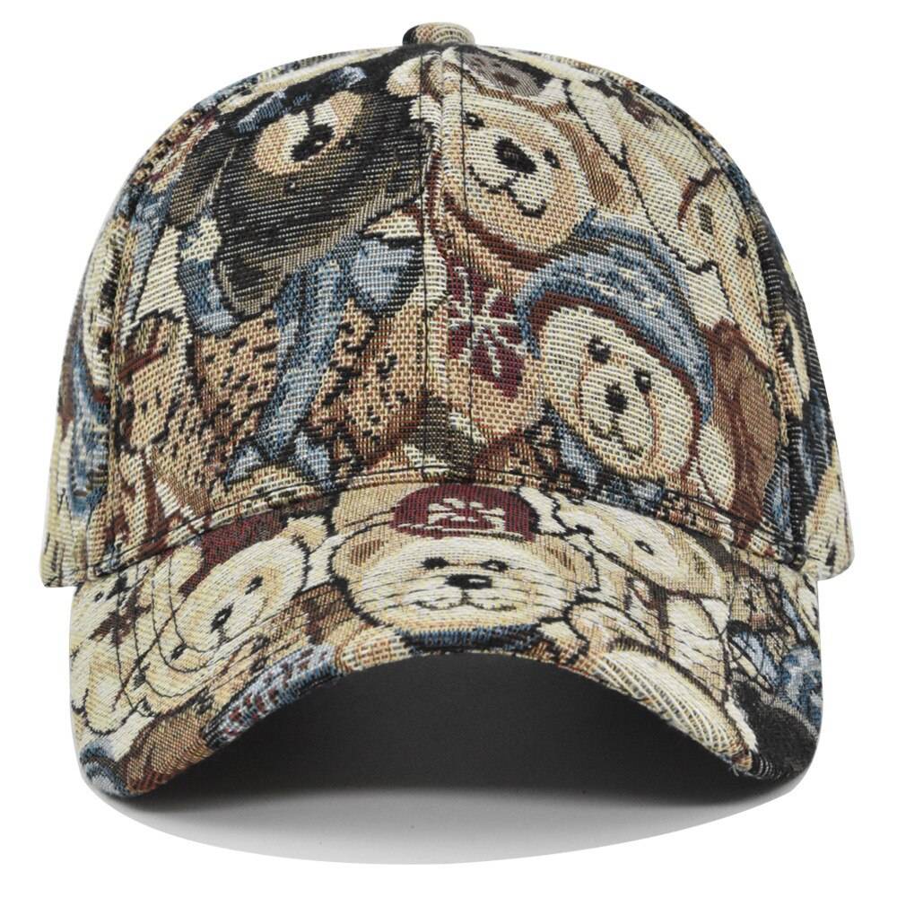 Bear embroidered adjustable baseball cap unisex casual wear1