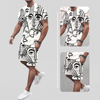 Abstract Face Art Shorts Tracksuit with unique design1
