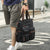 Men's casual versatile canvas bag with streetwear style including fashion items like jackets, suits, shorts, shoes, big watches, and oversized zip hoodies1