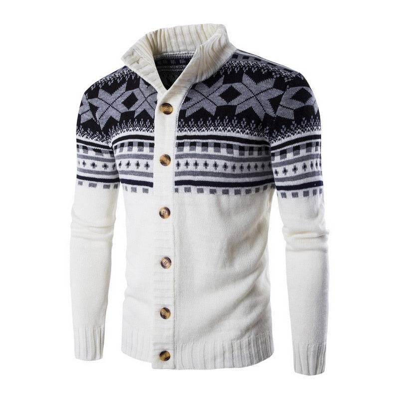 Casual women's knitted cardigan with snowflake pattern5
