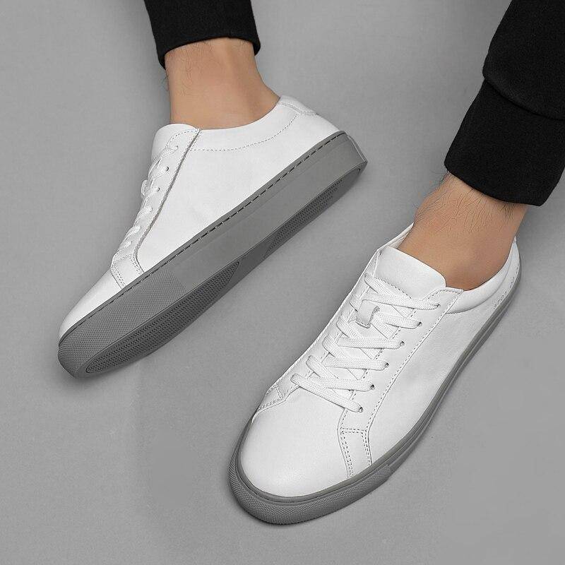 White Men's Leather Sneakers