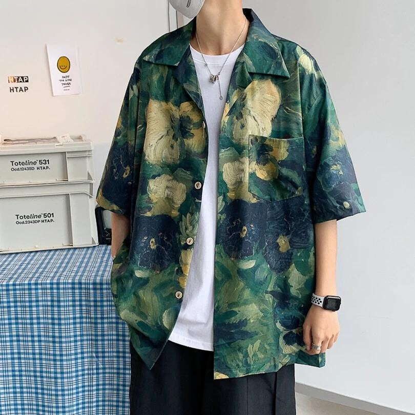 Casual vintage shirt in men's fashion with oversized zip hoodie and streetwear style0