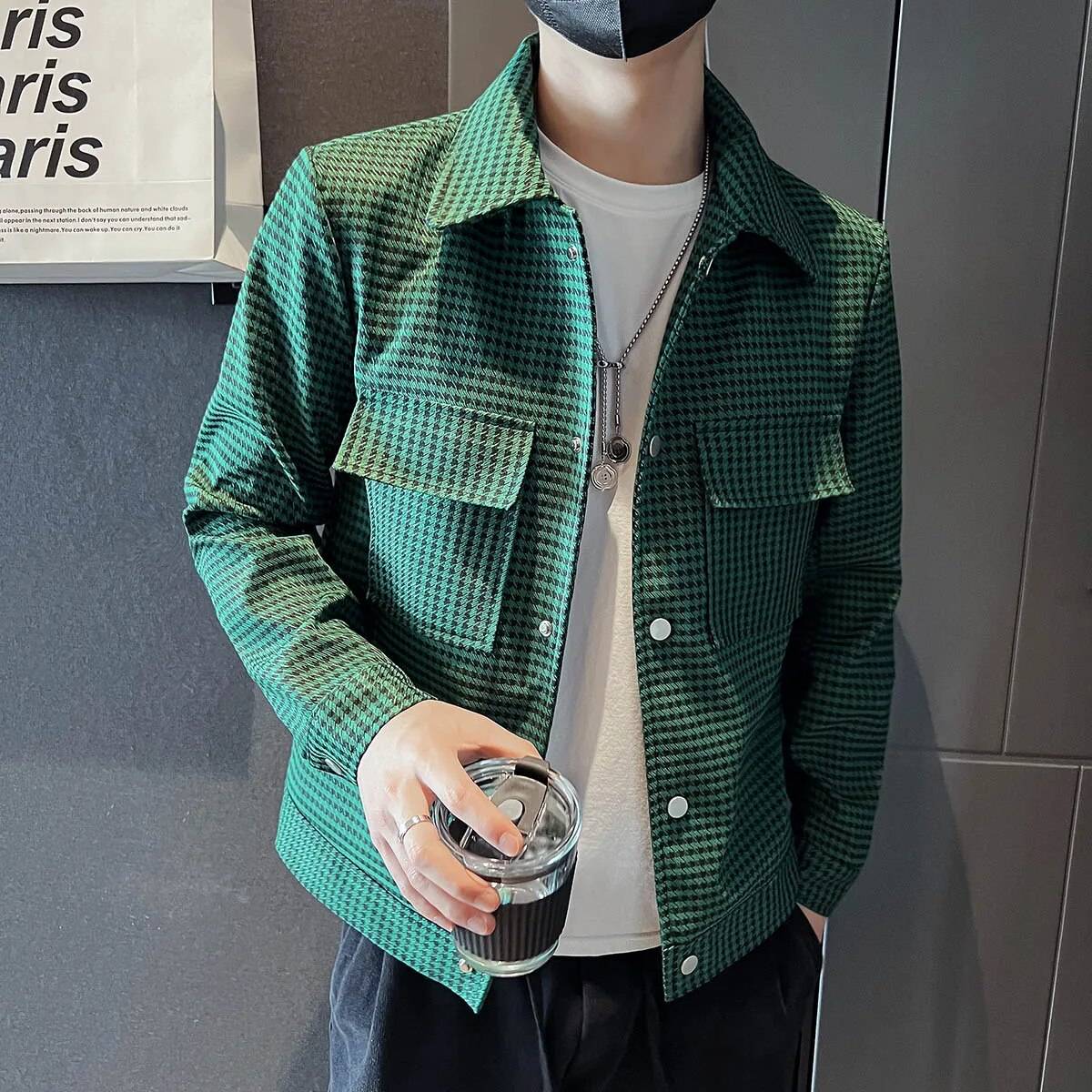 Casual Slim Fit Plaid Jacket for stylish everyday wear2