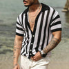 Men&#39;s fashion stripe dot mesh polo shirt with oversized zip hoodie and big watch3
