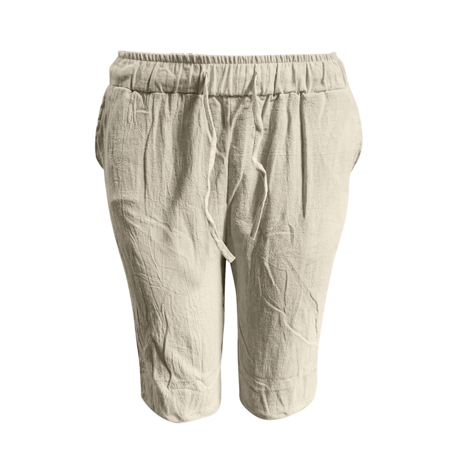 Men's lightweight breathable cotton linen shorts for home comfort in streetwear style0