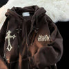 Goth Embroidery Zip-up Hoodie