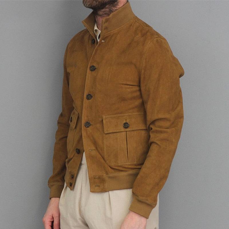 Vintage Buttoned Stand Collar Jacket