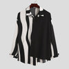 Men&#39;s striped patchwork long sleeve shirt in streetwear style3