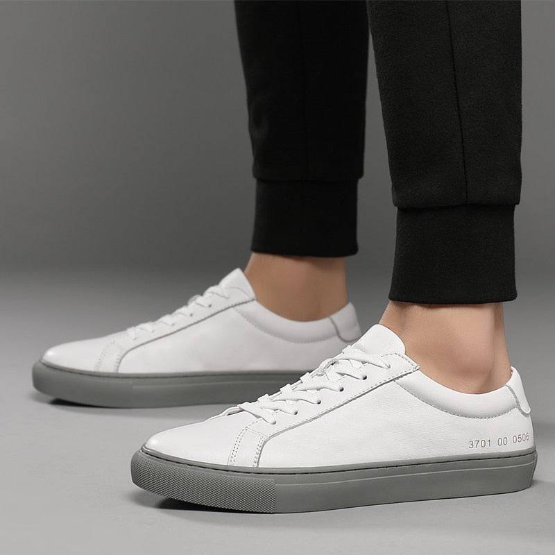 White Men's Leather Sneakers