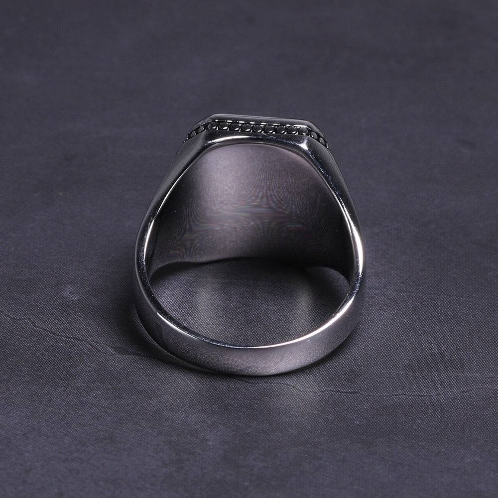 Silver Square Flat Stone Ring