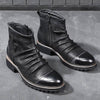 Retro Leather Zipper Boots