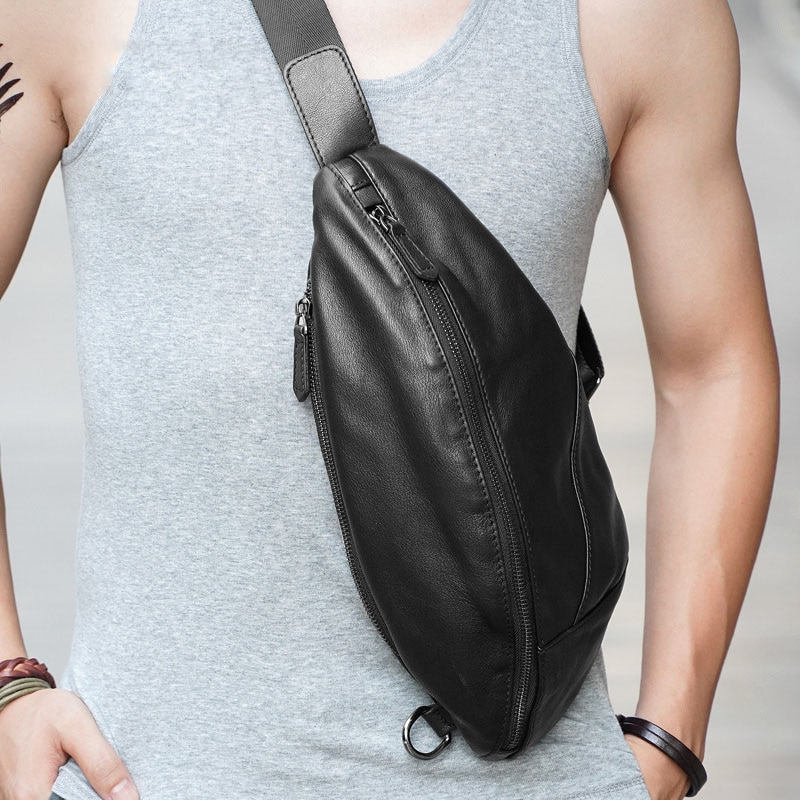 Men's Casual Leather Chest Bag