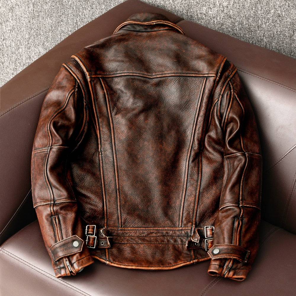 Cowhide Leather Biker Jacket