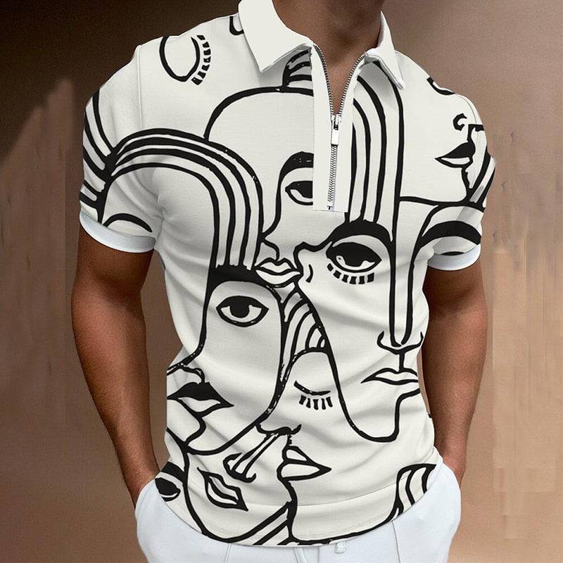 Abstract Face Art Polo Shirt with unique design2