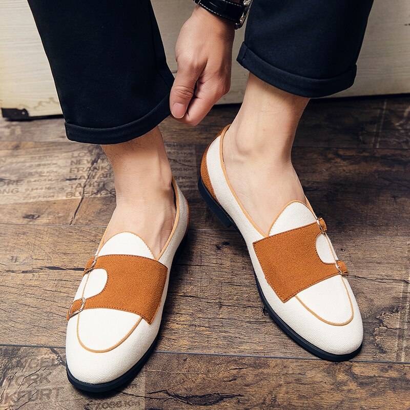 Canvas Leather Penny Loafers