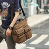 Men&#39;s casual versatile canvas bag with streetwear style including fashion items like jackets, suits, shorts, shoes, big watches, and oversized zip hoodies3