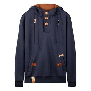 Men's Buttons Neck Hoodie - VICOZI