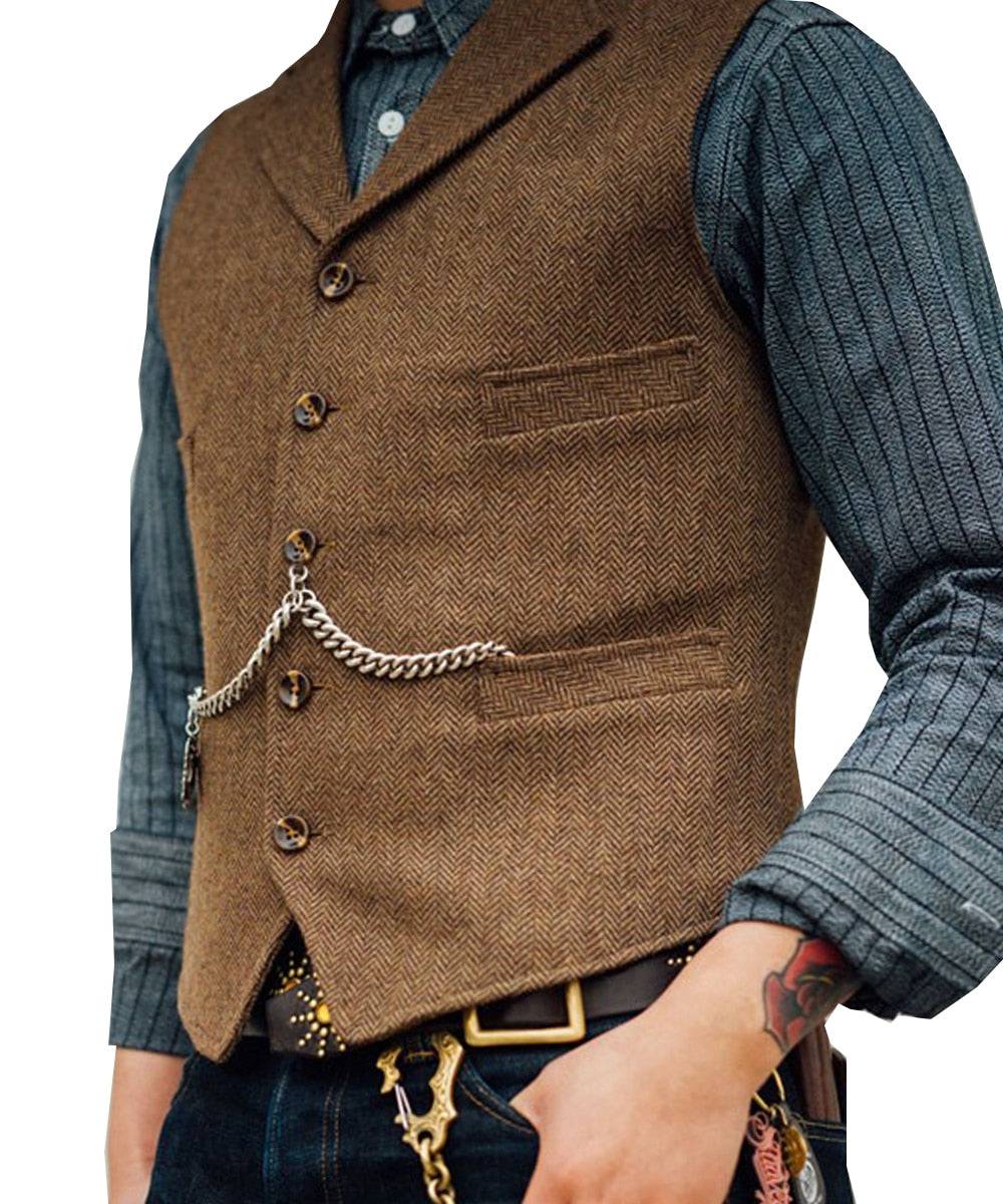 Men's Suit Wool Tweed Vest