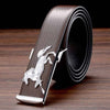 Leather Horse Plate Buckle Belt