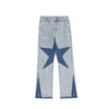 Stars Embroidery Patchwork Flare Jeans