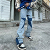 Men&#39;s streetwear fashion with Stars Embroidery Patchwork Flare Jeans4