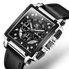 Leather Square Chronograph Watch