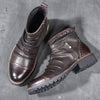 Retro Leather Zipper Boots