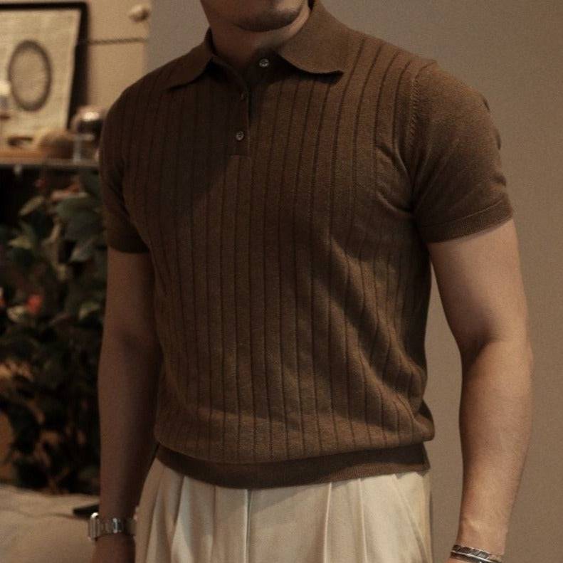 Men's Retro Knitted Polo Shirt