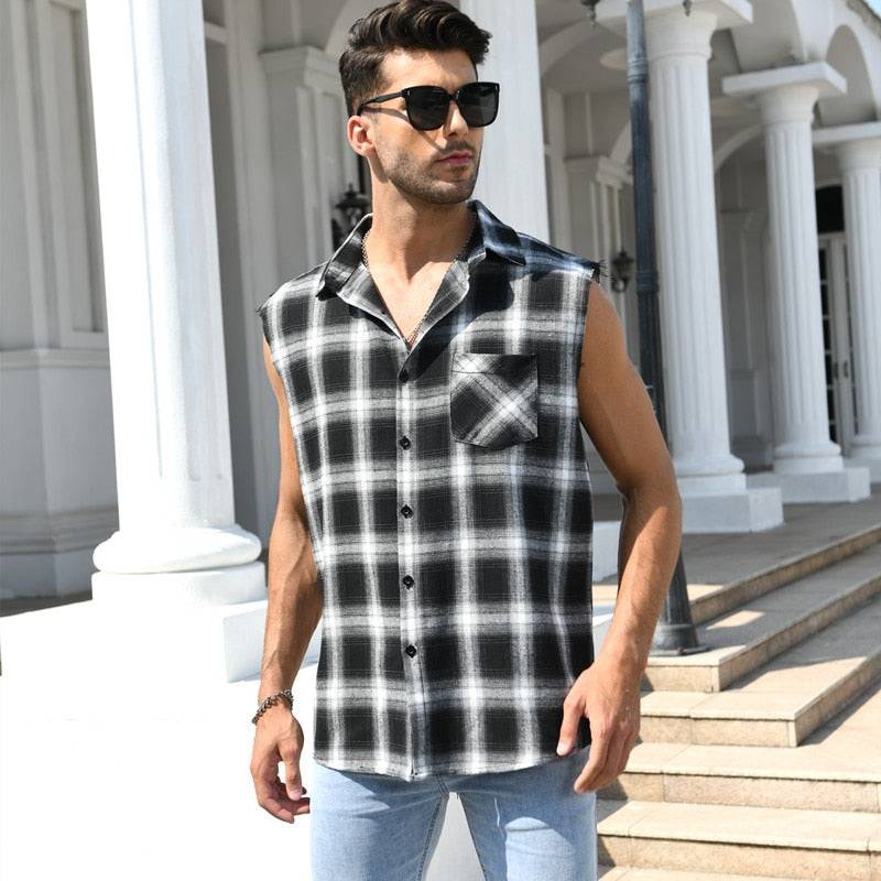 Casual Plaid Sleeveless Shirt for everyday wear1