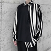 Men&#39;s striped patchwork long sleeve shirt in streetwear style4
