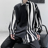 Men&#39;s striped patchwork long sleeve shirt in streetwear style1