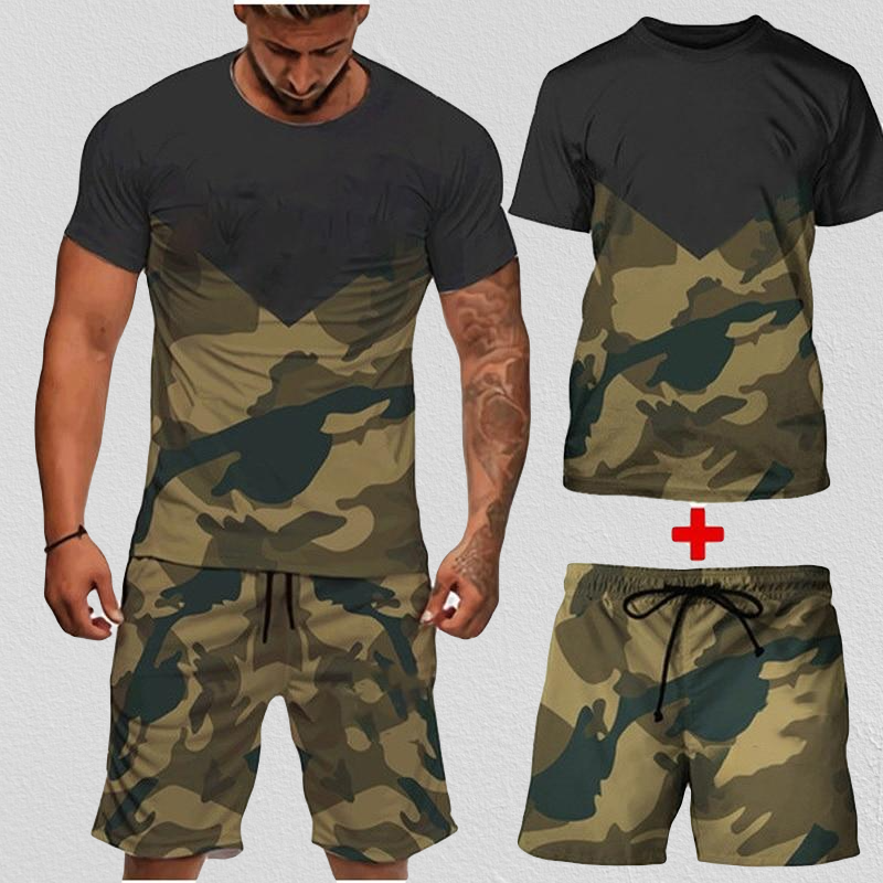 Fitness Camouflage Shorts Tracksuit