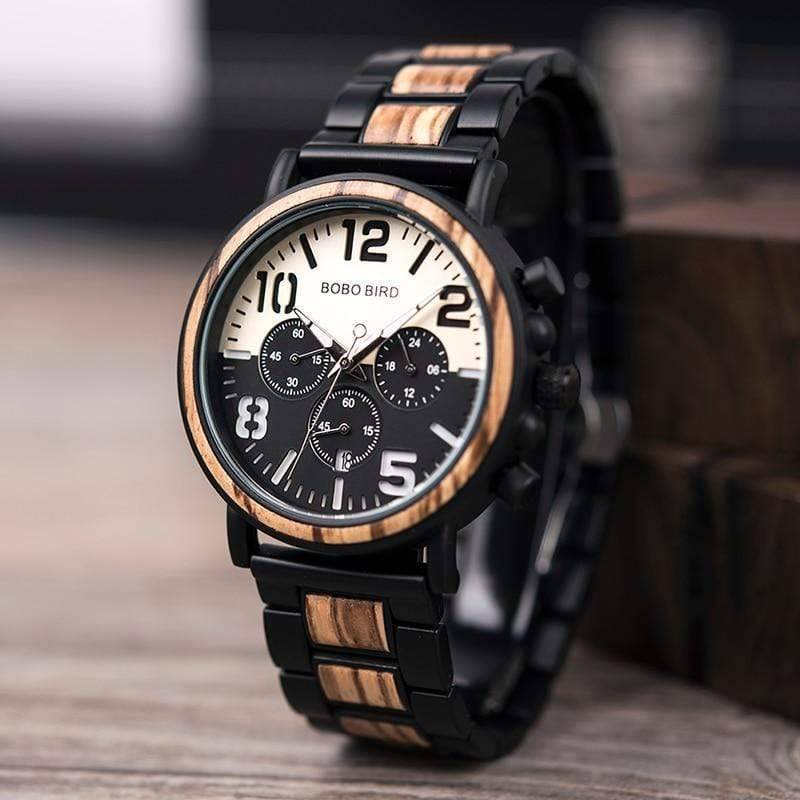 Men's Wooden Stainless Steel Watch