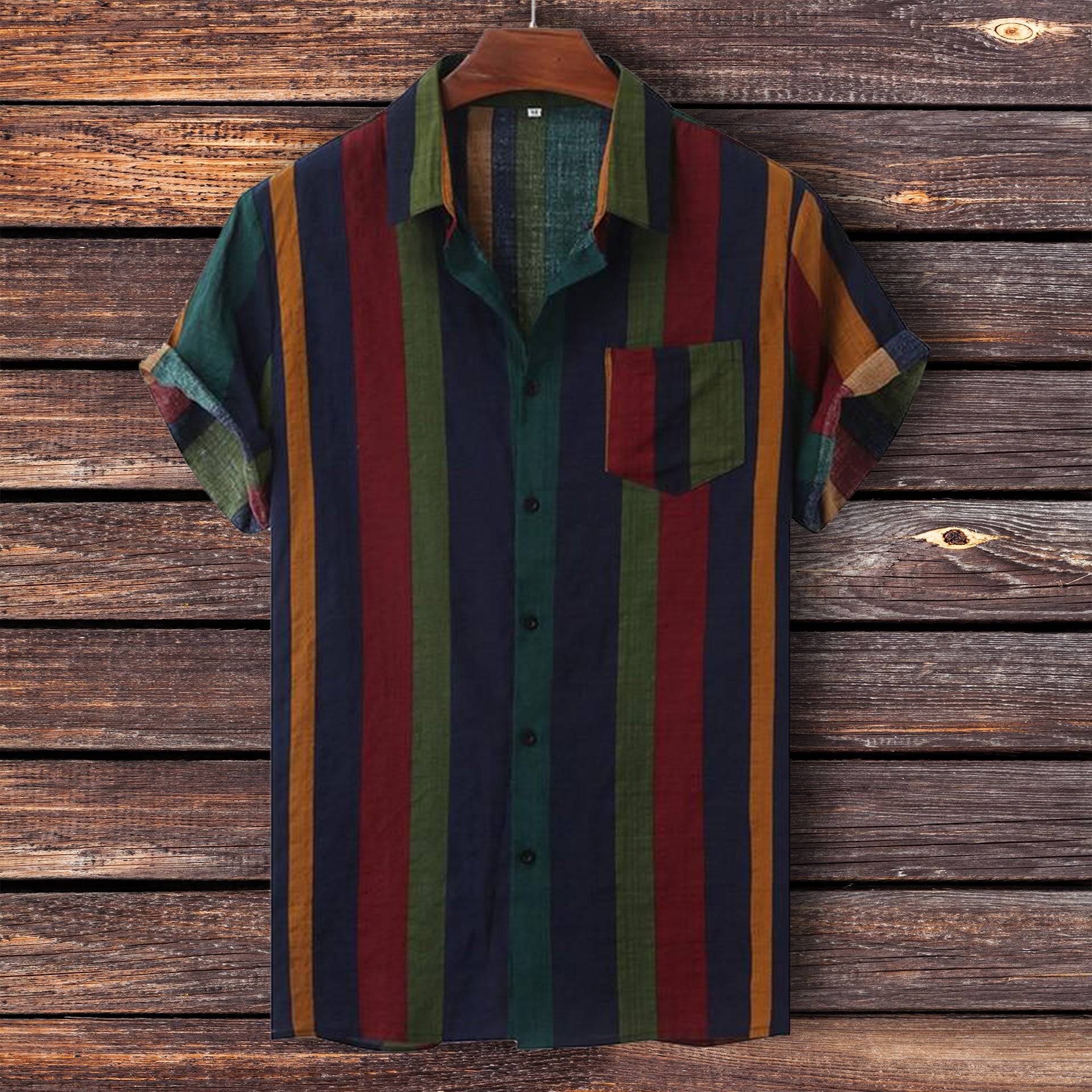 Retro Striped Hawaiian Shirt