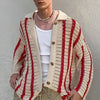 Men&#39;s Striped Knitted Cardigan