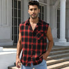 Casual Plaid Sleeveless Shirt for everyday wear0