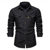 Men&#39;s streetwear fashion with cowboy pocket denim shirt, oversized zip hoodie, and big watches0