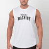 Train Like A Machine slogan on a gym tank top2