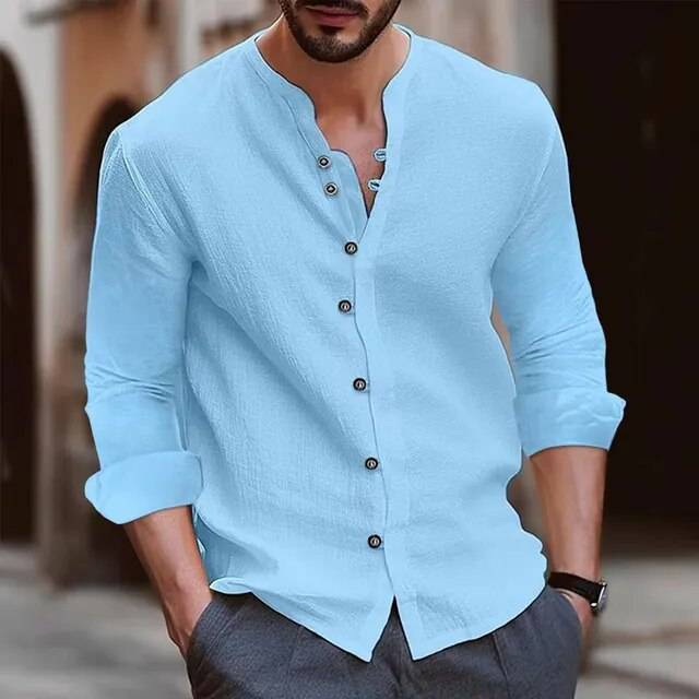 Solid Color Vintage Button Shirt
